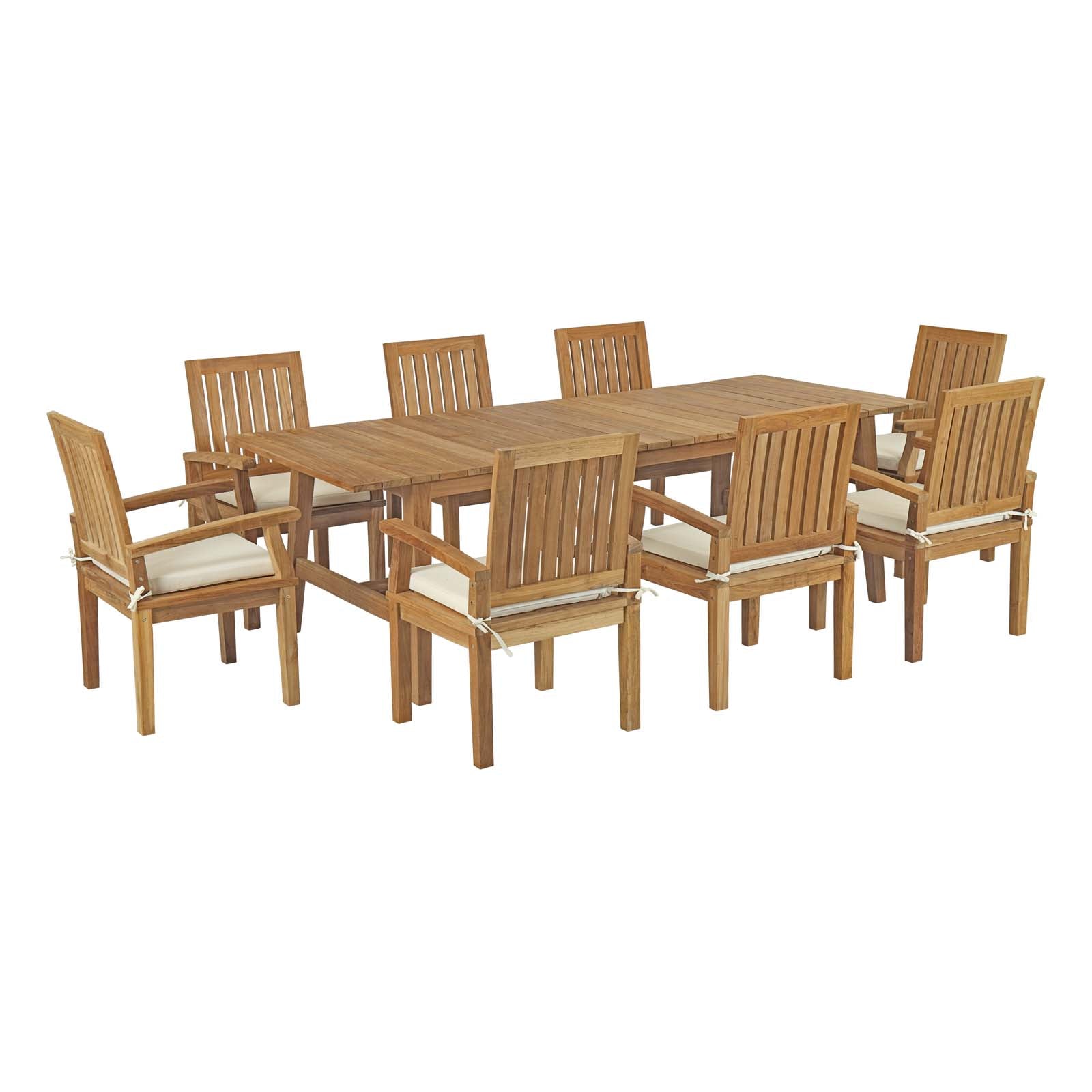 Marina 9 Piece Outdoor Patio Teak Dining Set By Modway - EEI-3312 | Outdoor Dining Sets | Modishstore - 2