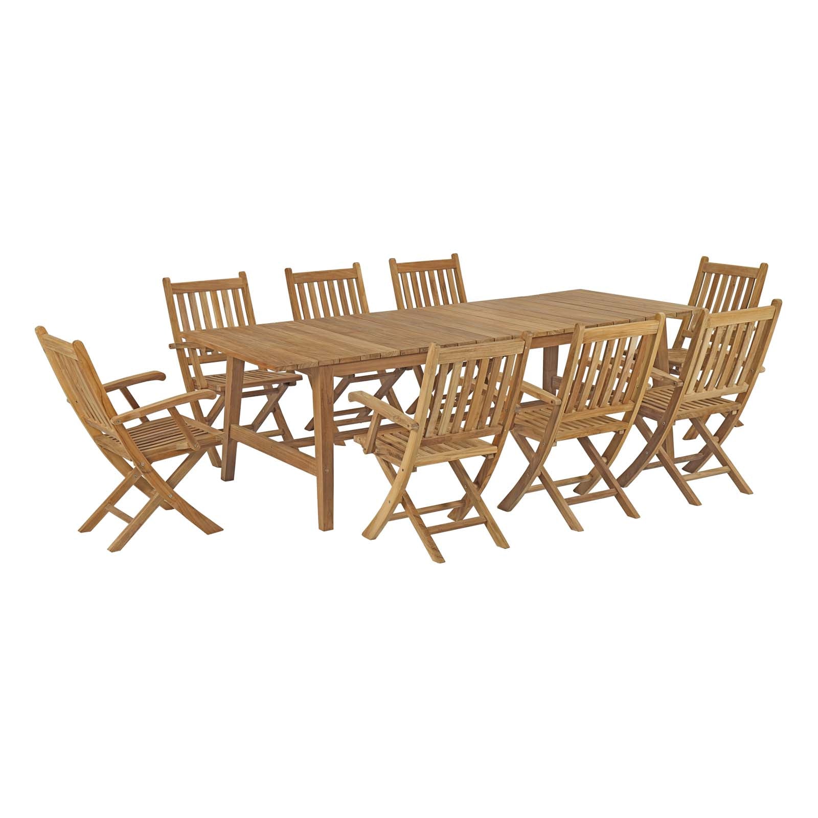 Marina 9 Piece Outdoor Patio Teak Dining Set By Modway - EEI-3314 | Outdoor Dining Sets | Modishstore - 2