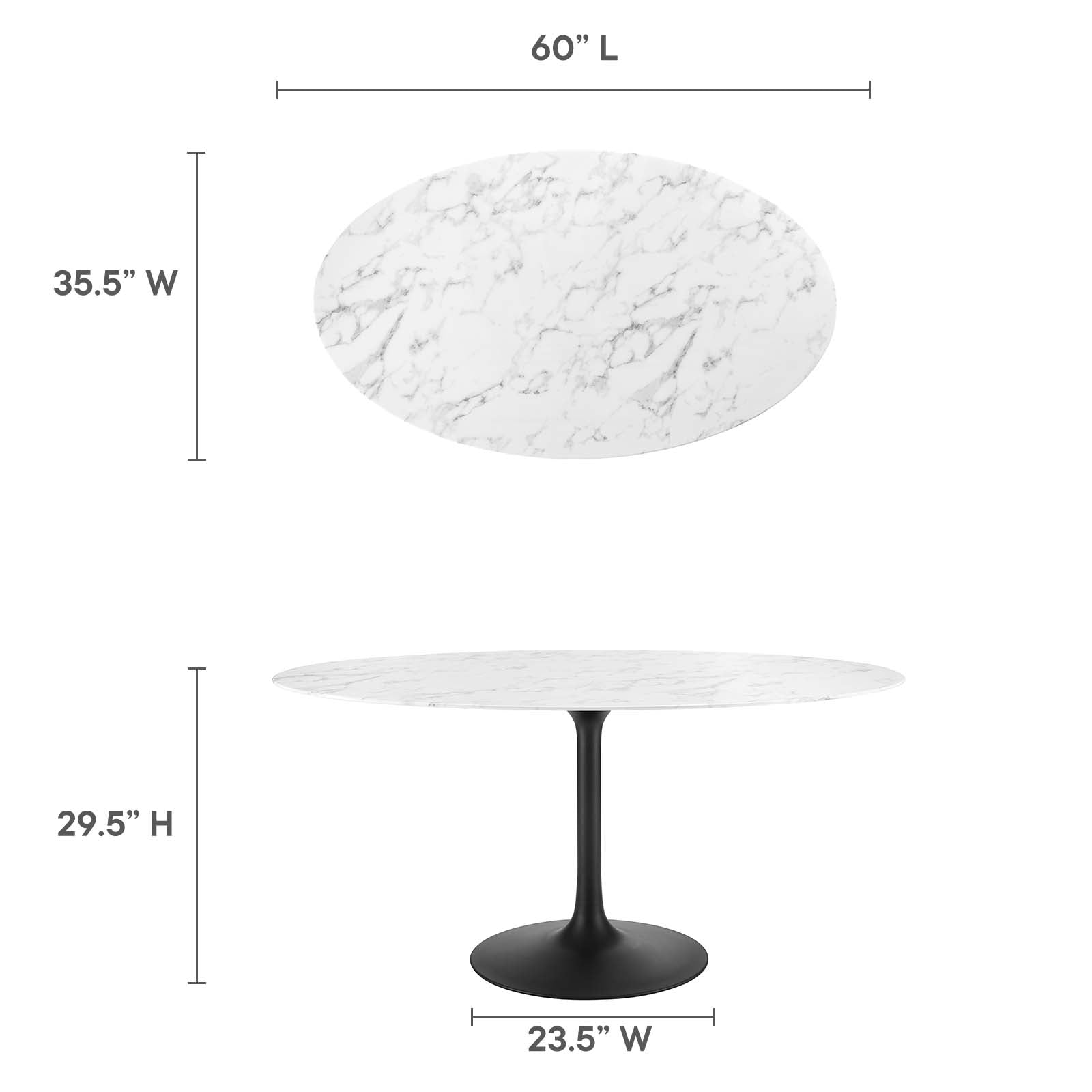 Modway Lippa 60" Oval Artificial Marble Dining Table - EEI-3531 | Dining Tables | Modishstore - 10