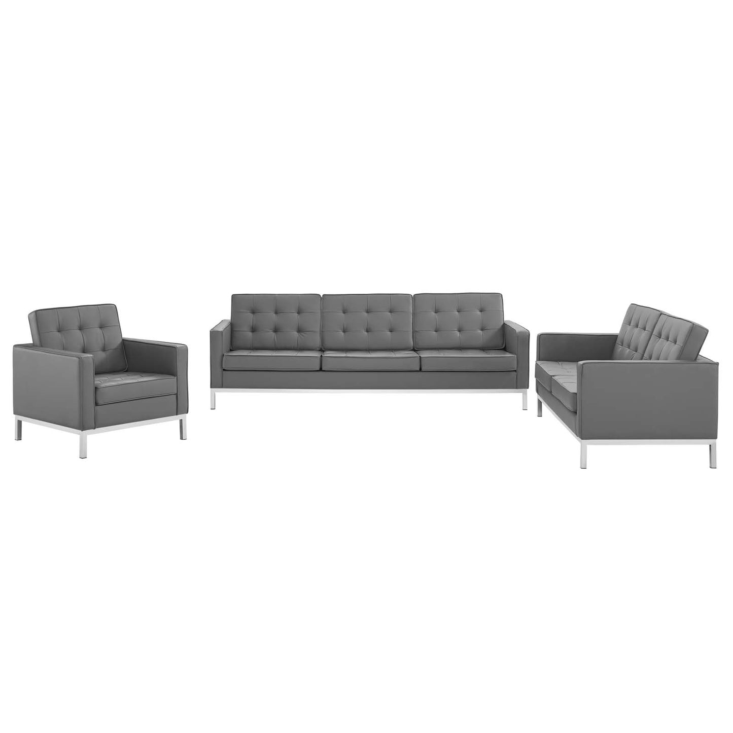 Modway Loft Tufted Upholstered Faux Leather 3 Piece Set - EEI-4107