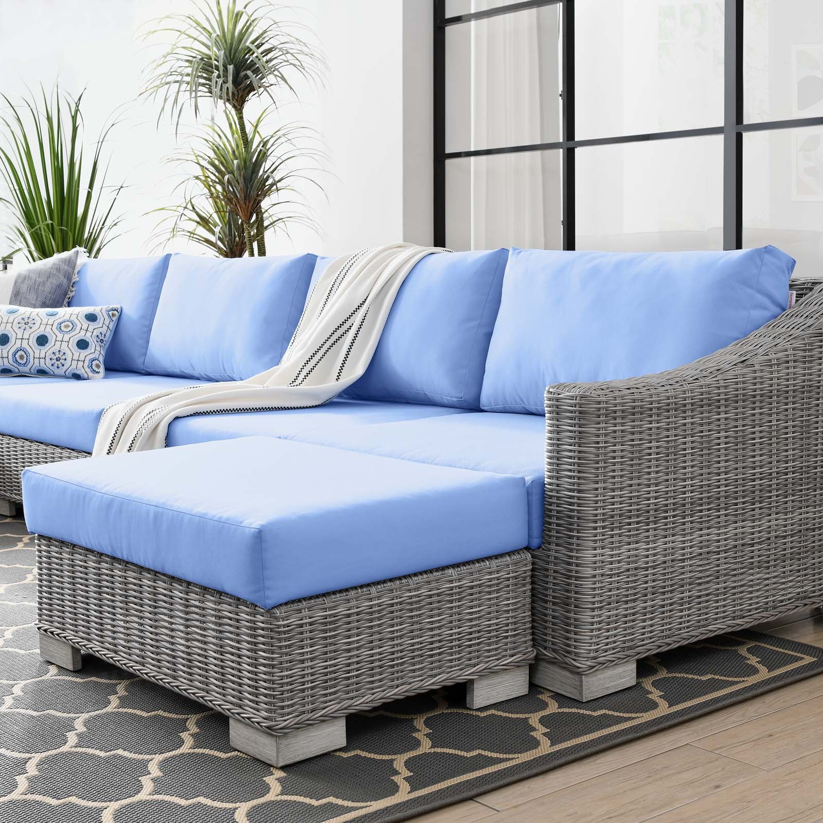 Modway Conway Outdoor Patio Wicker Rattan 6-Piece Sectional Sofa Furniture Set - EEI-5099 | Outdoor Sofas, Loveseats & Sectionals | Modishstore - 16