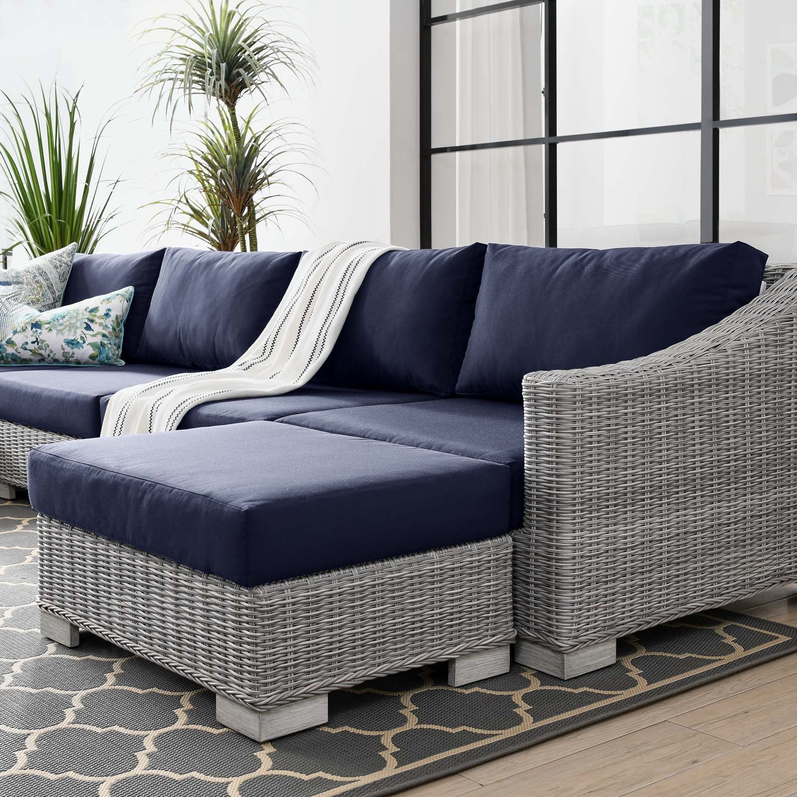 Modway Conway Outdoor Patio Wicker Rattan 6-Piece Sectional Sofa Furniture Set - EEI-5099 | Outdoor Sofas, Loveseats & Sectionals | Modishstore - 34