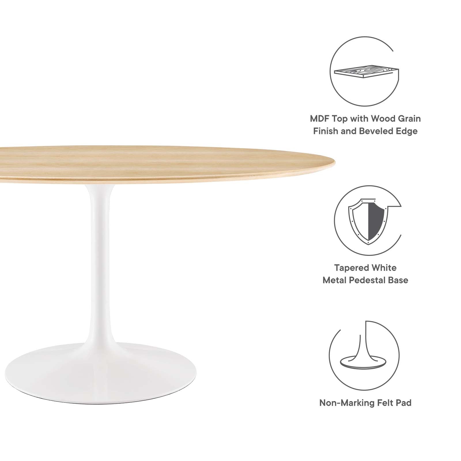 Modway Lippa 60" Oval Dining Table - EEI-5195 | Dining Tables | Modishstore - 12