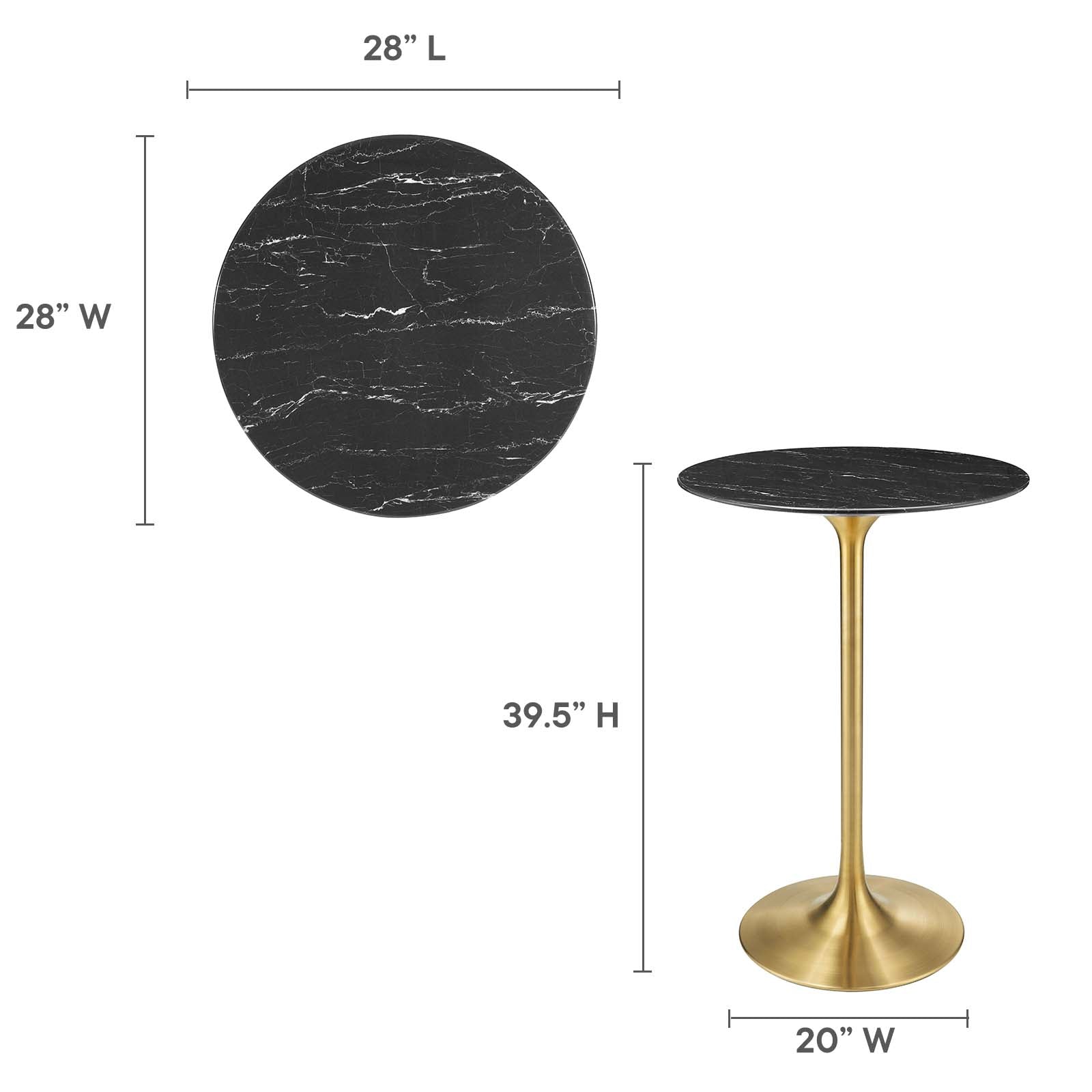 Modway Lippa 28" Artificial Marble Bar Table - EEI-5533 | Dining Tables | Modishstore - 11