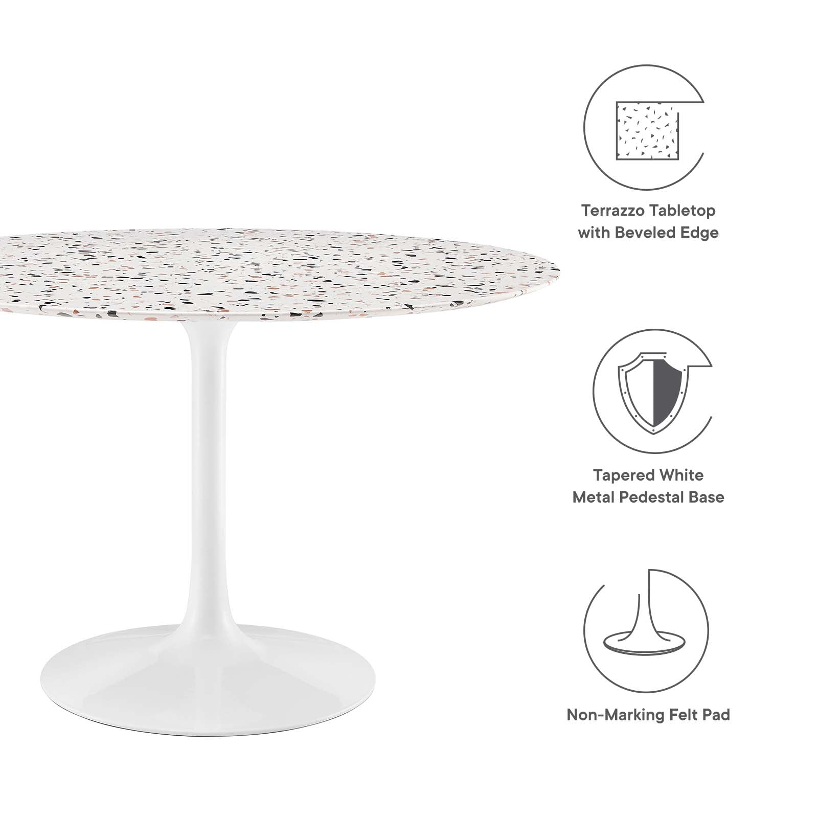 Lippa 47" Round Terrazzo Dining Table By Modway - EEI-5728 | Dining Tables | Modishstore - 13