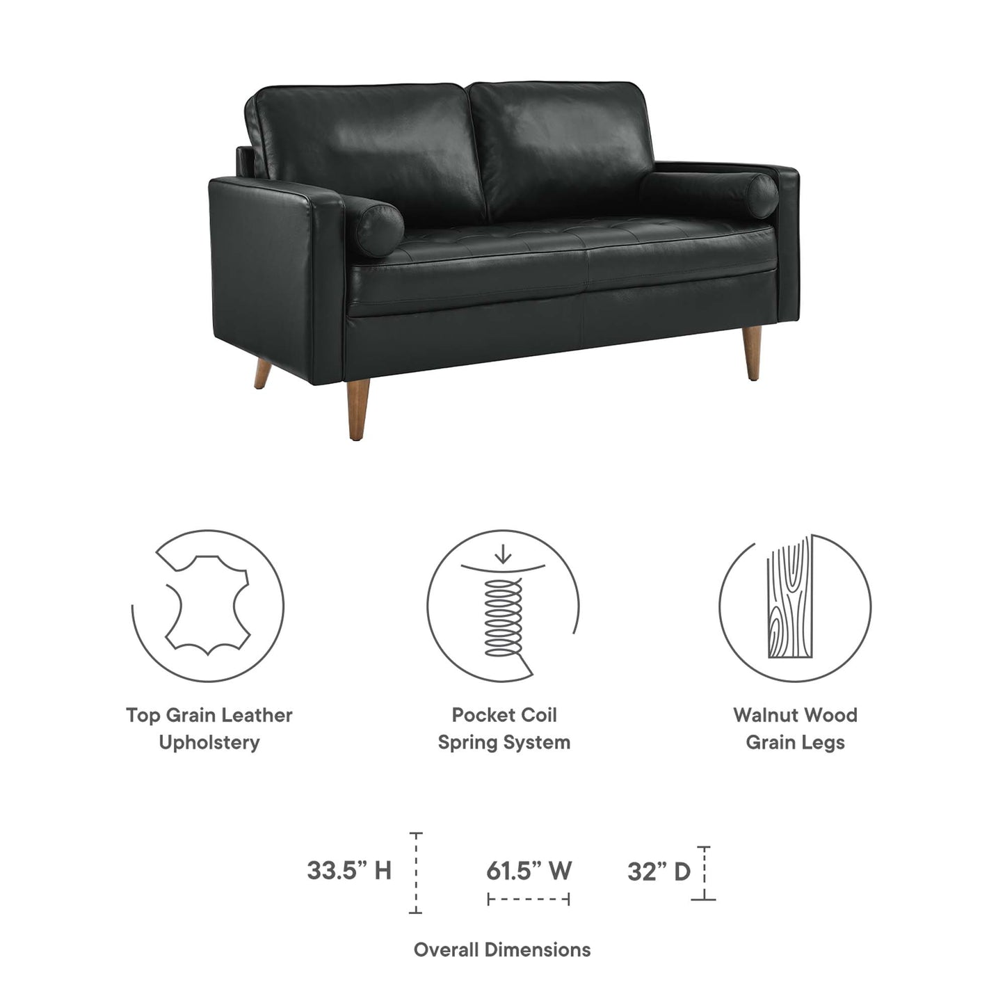 Modway Valour Leather Loveseat