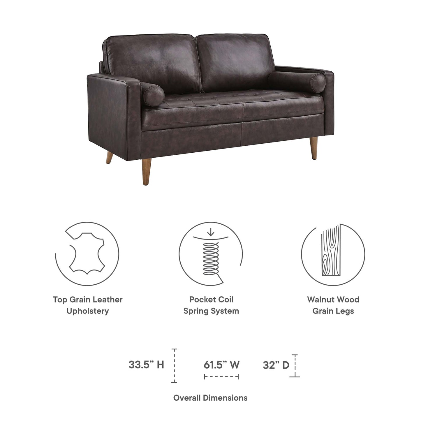 Modway Valour Leather Loveseat