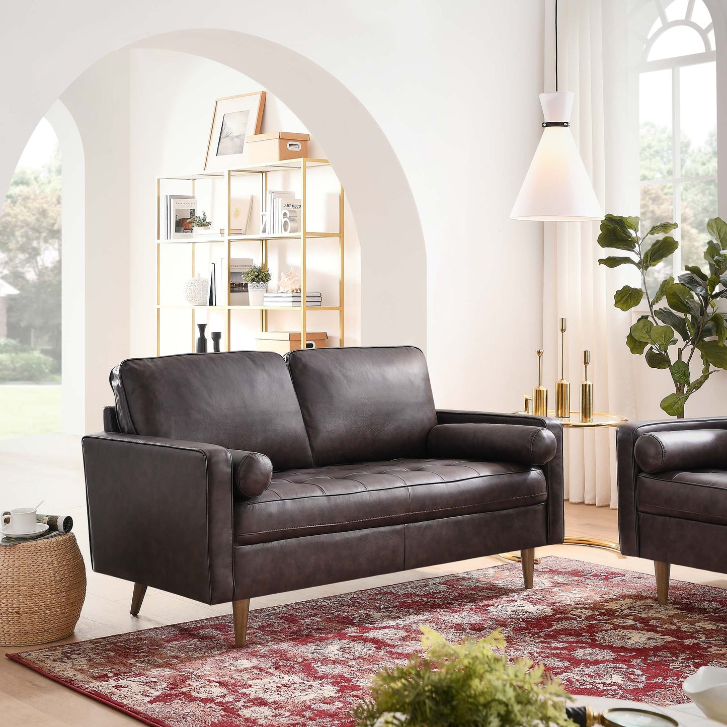 Modway Valour Leather Loveseat