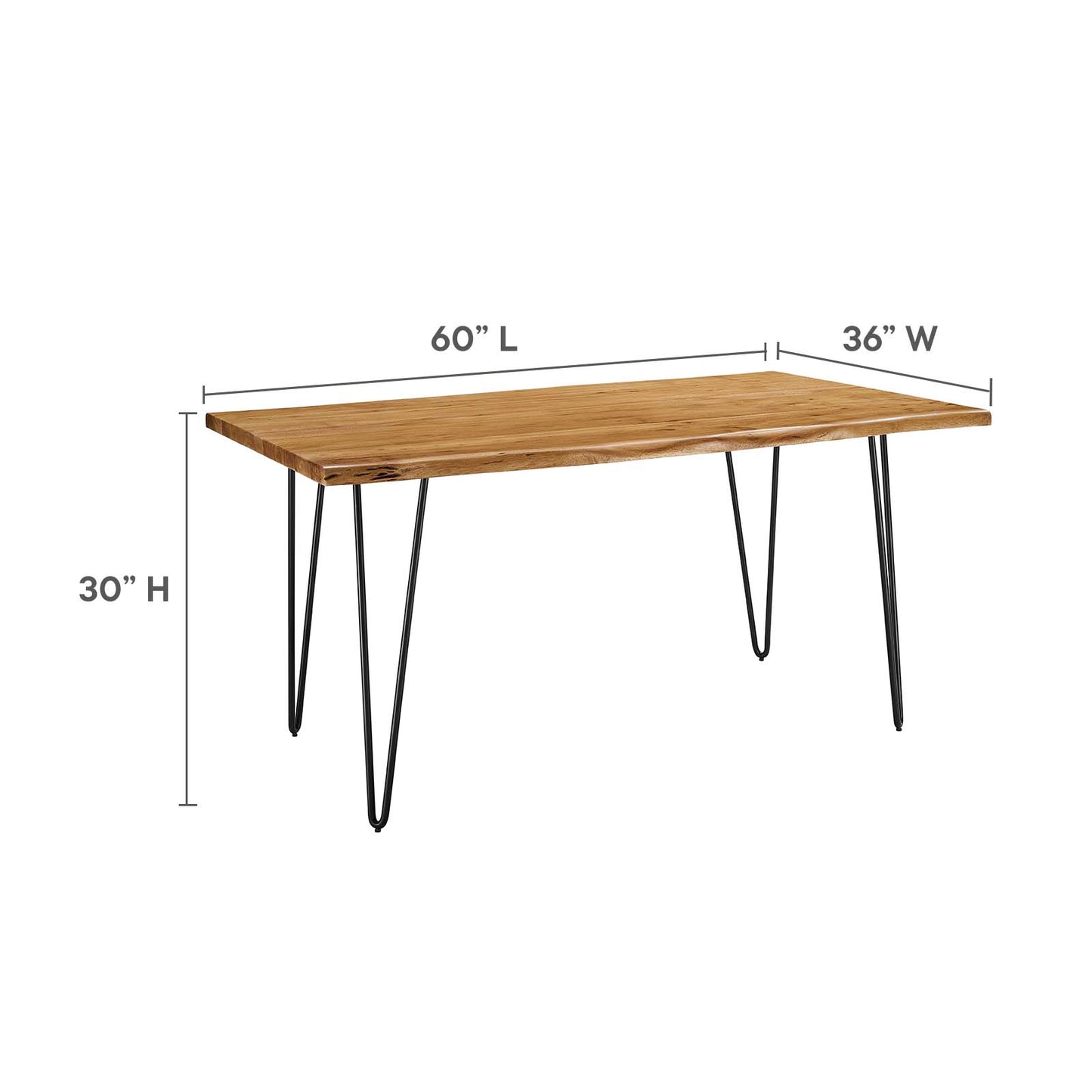 Henley 60" Live Edge Acacia Wood Dining Table By Modway - EEI-6059 | Dining Tables | Modishstore - 29