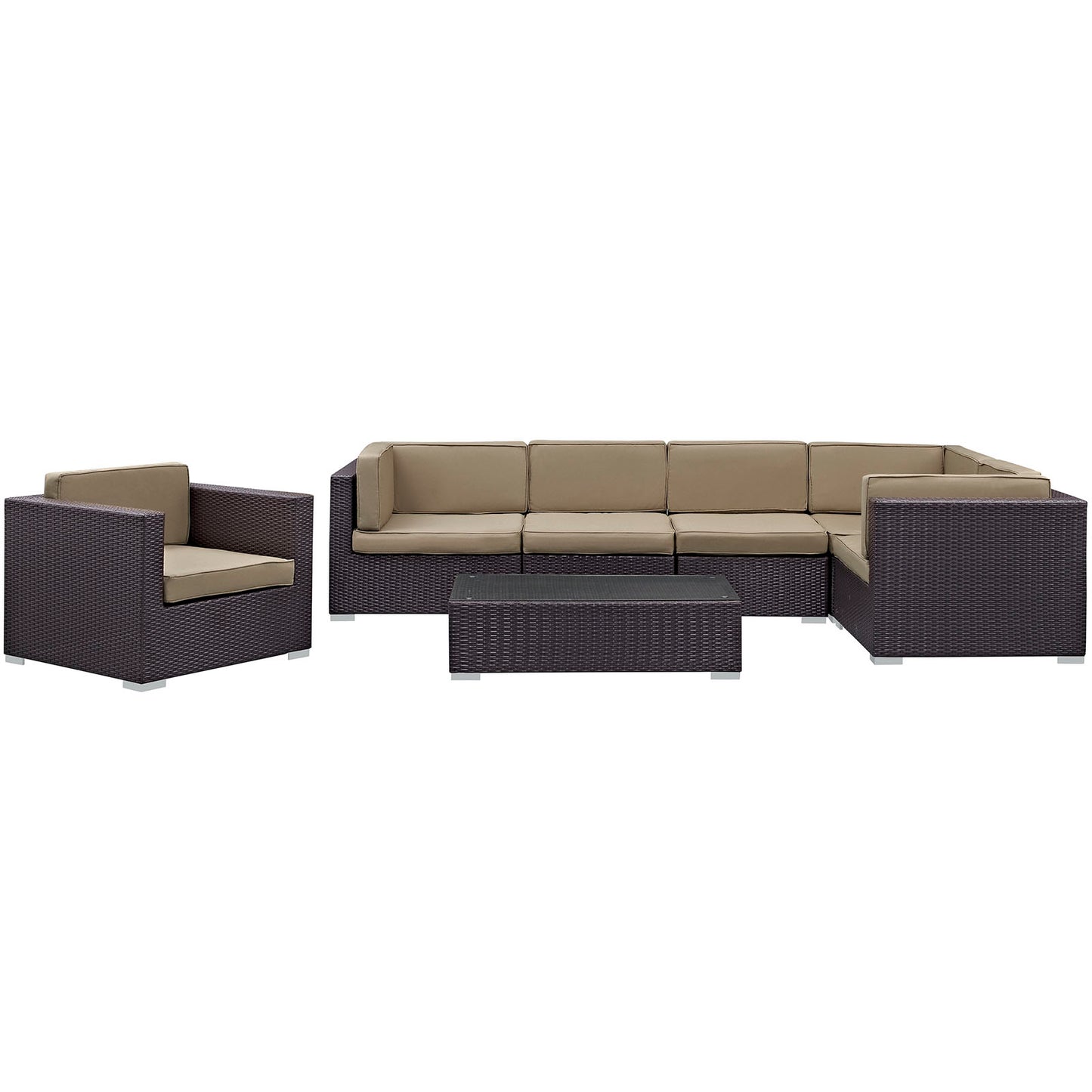 Modway Corona 7 Piece Outdoor Patio Sectional Set