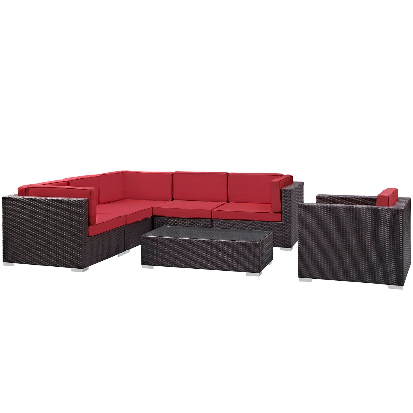 Modway Corona 7 Piece Outdoor Patio Sectional Set