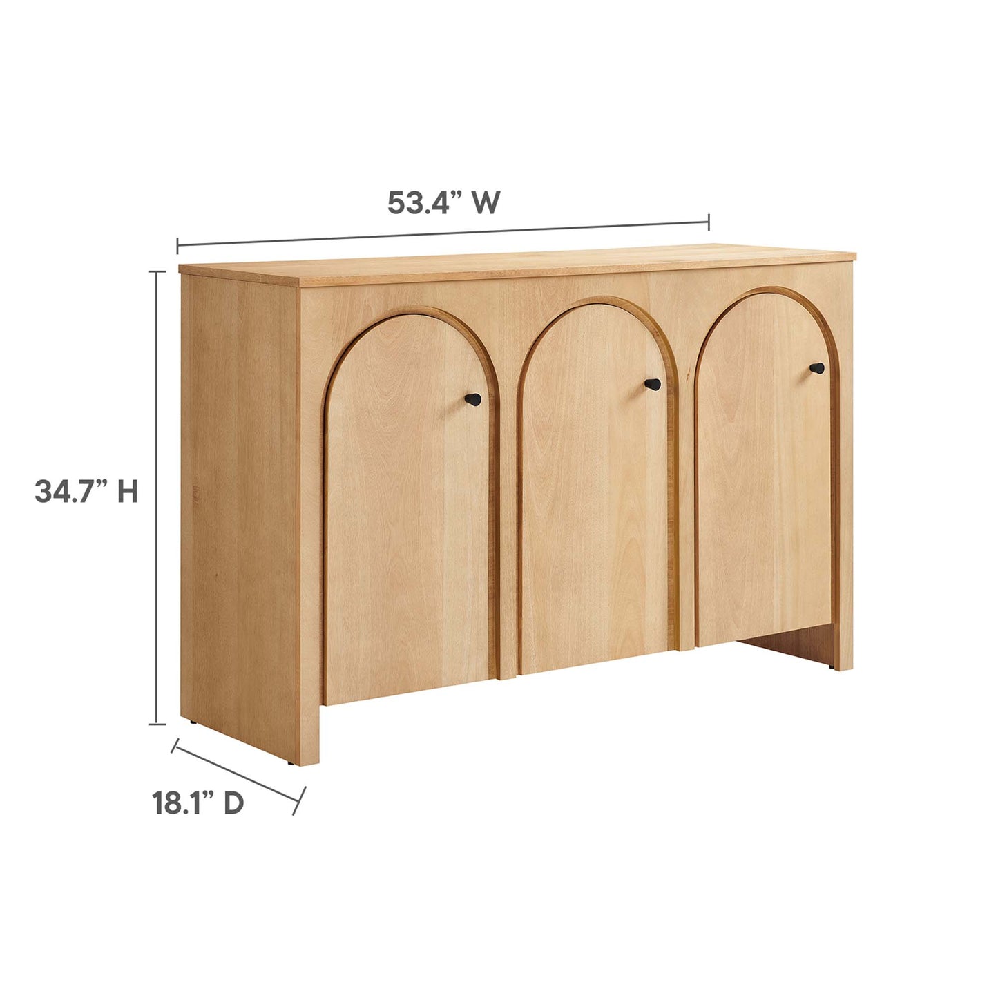 Modway Appia 3-Door Arched Door Sideboard Storage Cabinet