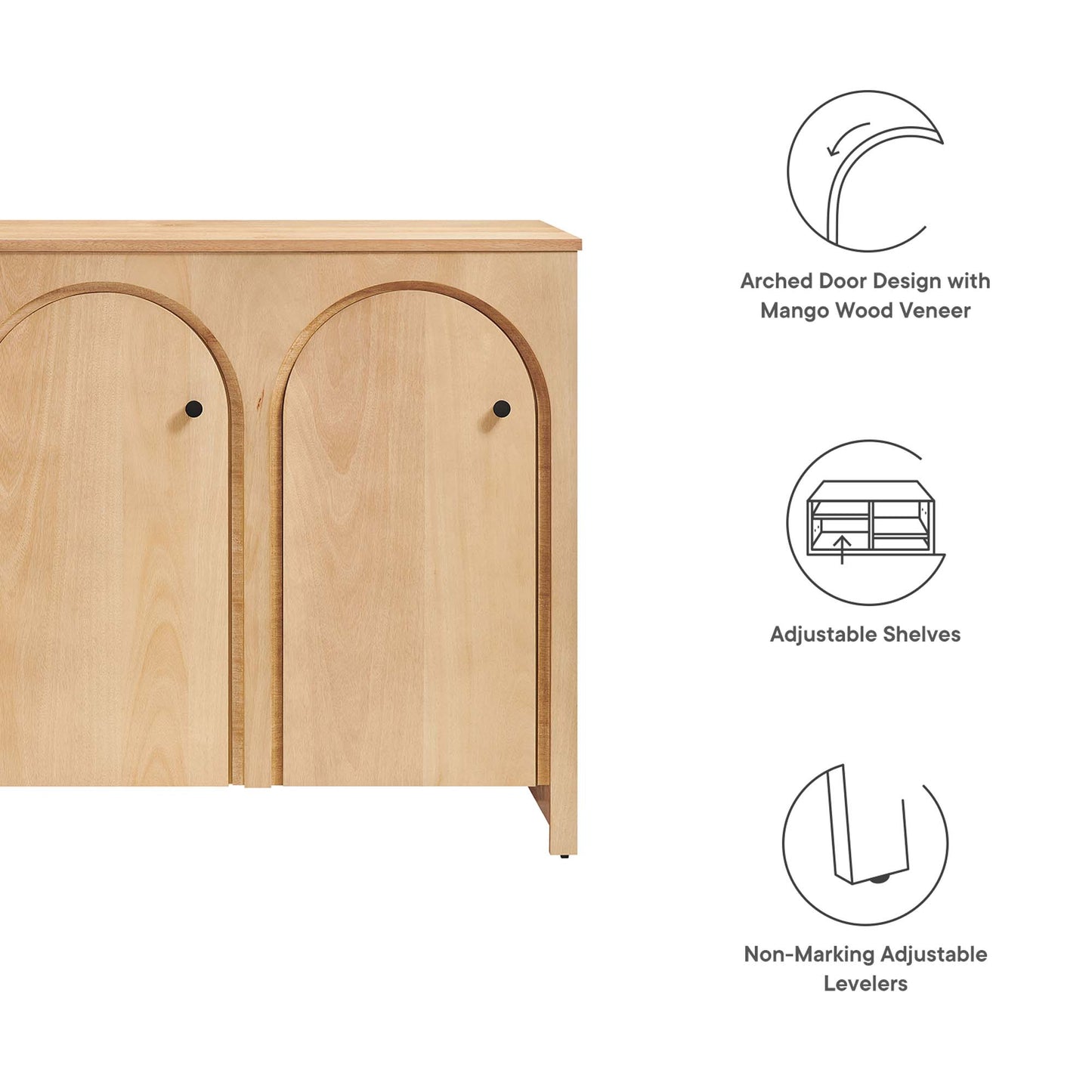 Modway Appia 3-Door Arched Door Sideboard Storage Cabinet