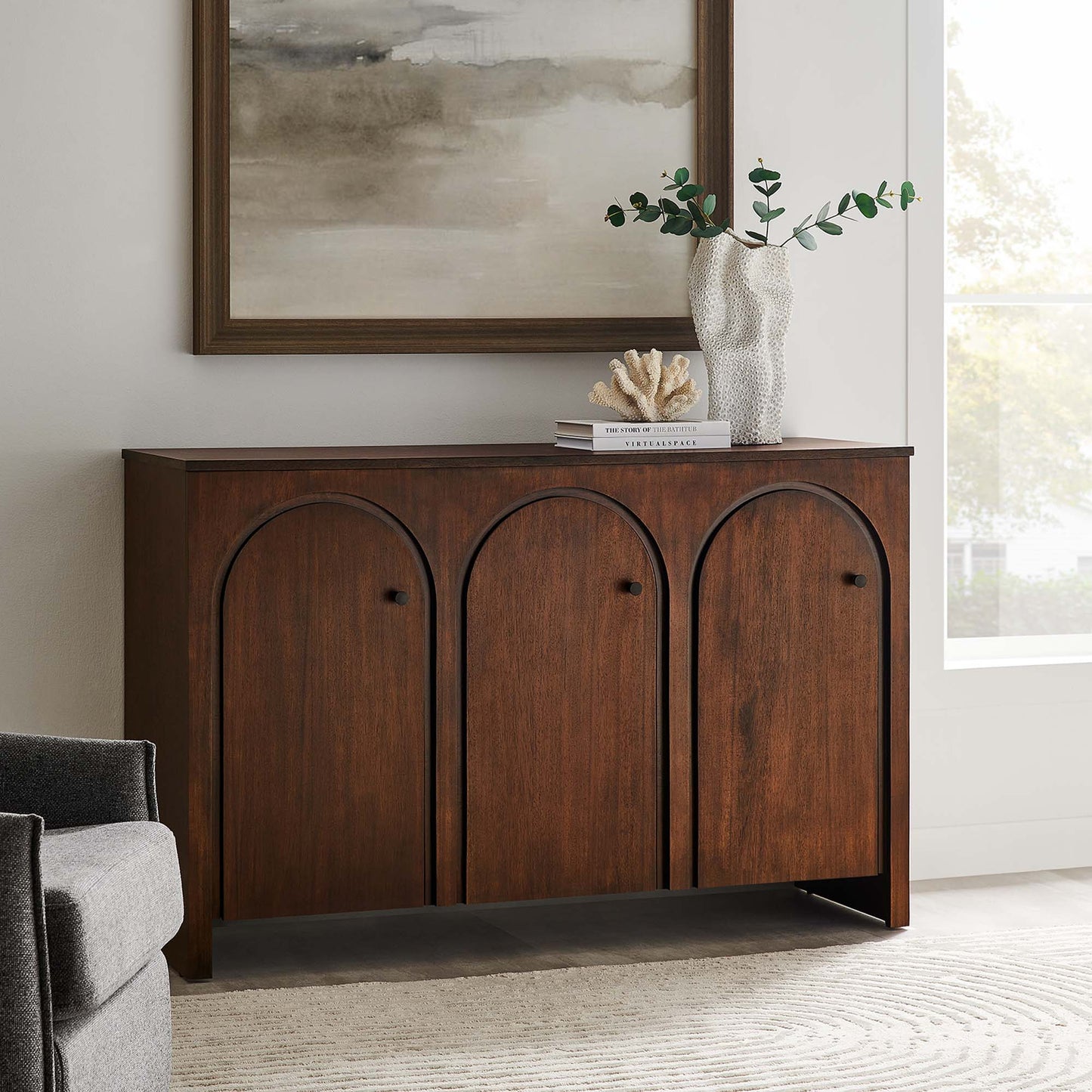 Modway Appia 3-Door Arched Door Sideboard Storage Cabinet