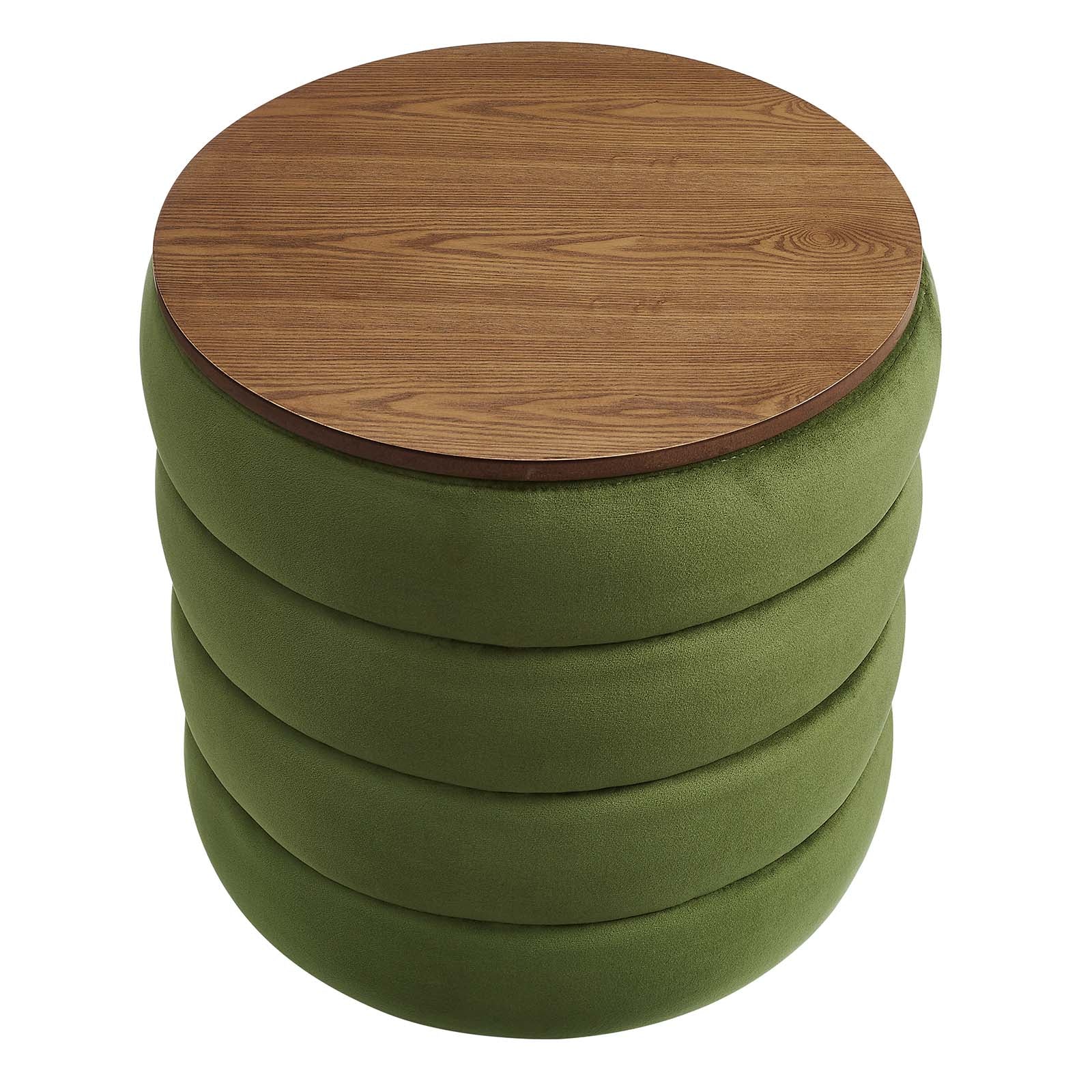 Mezzo Round Performance Velvet Storage Ottoman By Modway - EEI-6684 | Ottomans | Modishstore - 4