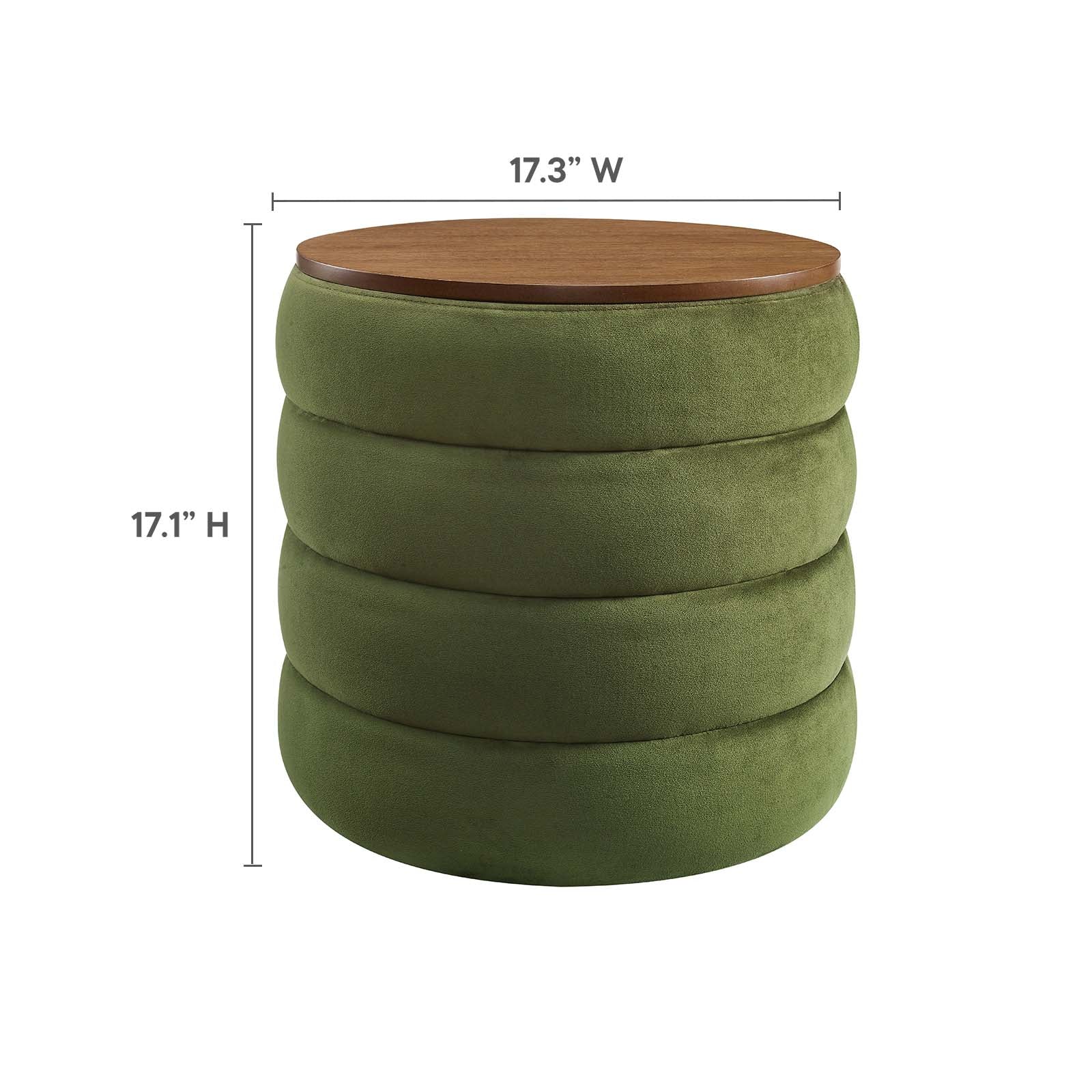 Mezzo Round Performance Velvet Storage Ottoman By Modway - EEI-6684 | Ottomans | Modishstore - 8