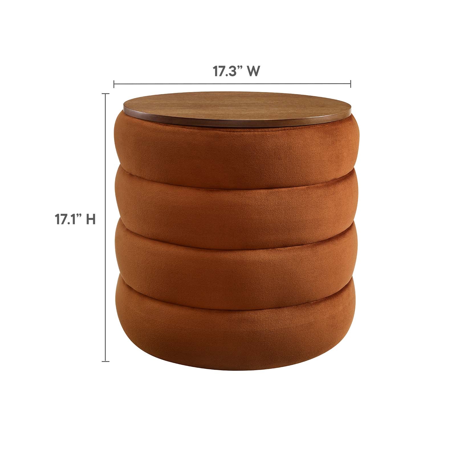 Mezzo Round Performance Velvet Storage Ottoman By Modway - EEI-6684 | Ottomans | Modishstore - 15