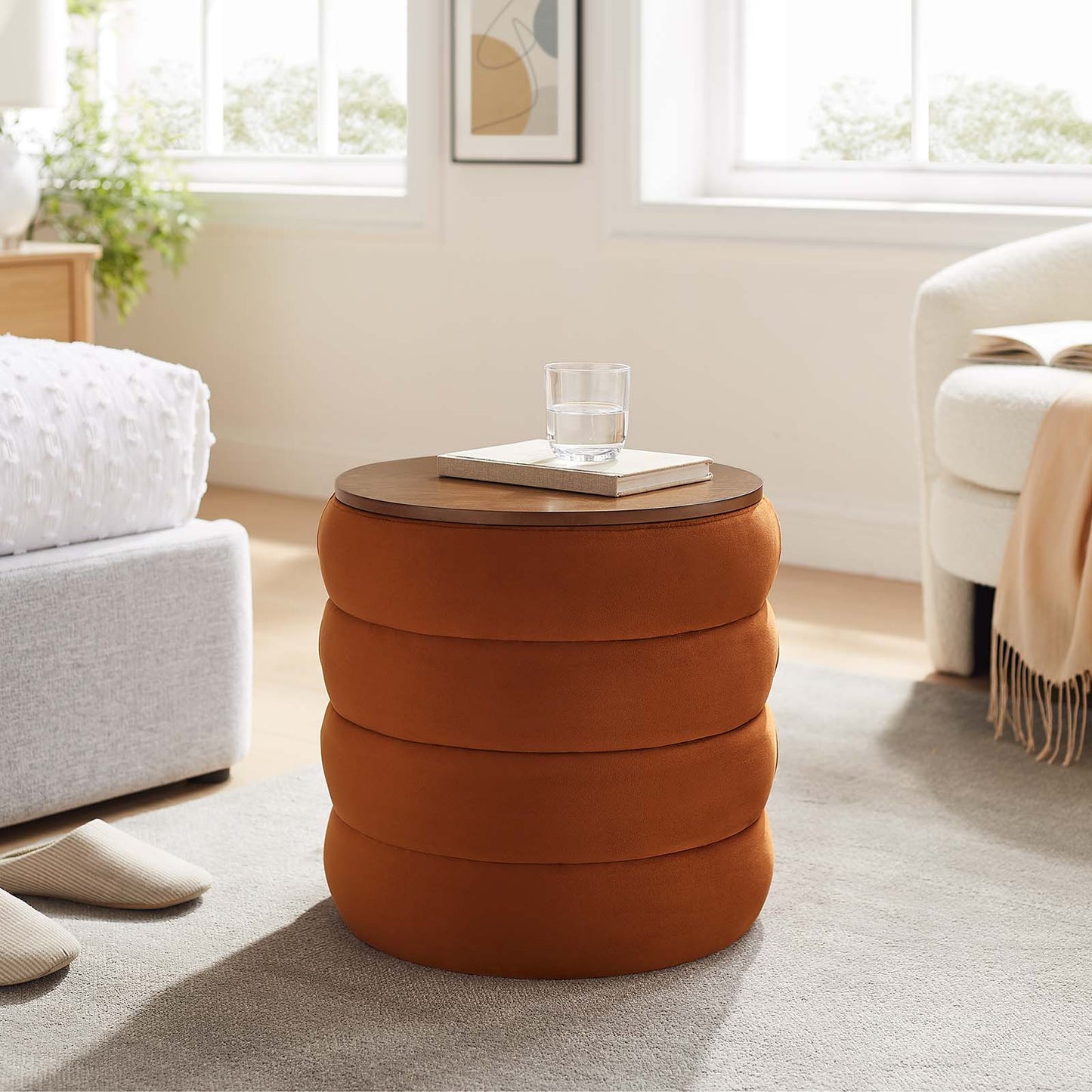 Mezzo Round Performance Velvet Storage Ottoman By Modway - EEI-6684 | Ottomans | Modishstore - 16