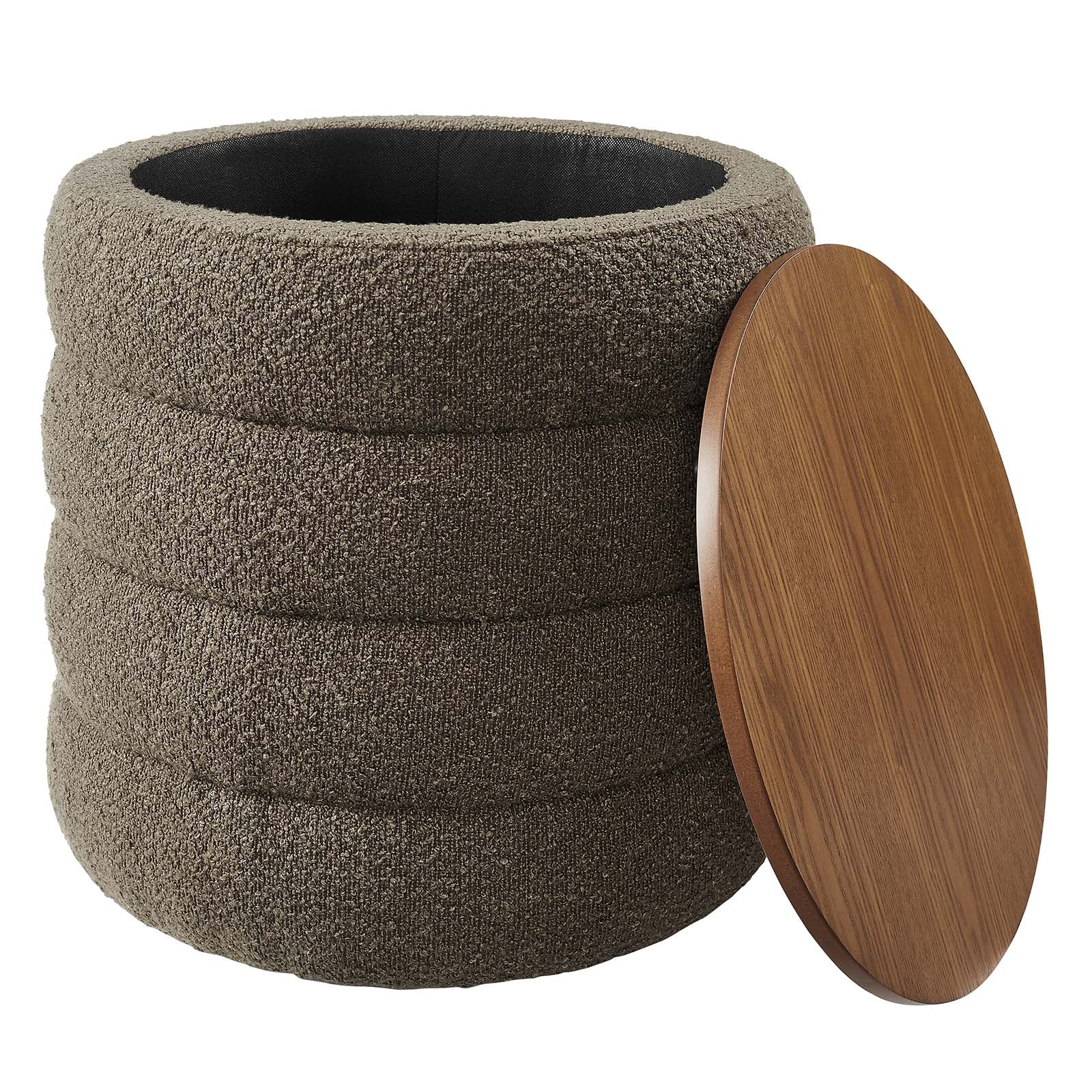 Mezzo Round Boucle Fabric Storage Ottoman By Modway - EEI-6685 | Ottomans | Modishstore - 3