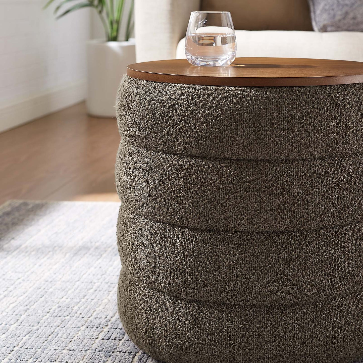 Mezzo Round Boucle Fabric Storage Ottoman By Modway - EEI-6685 | Ottomans | Modishstore - 6