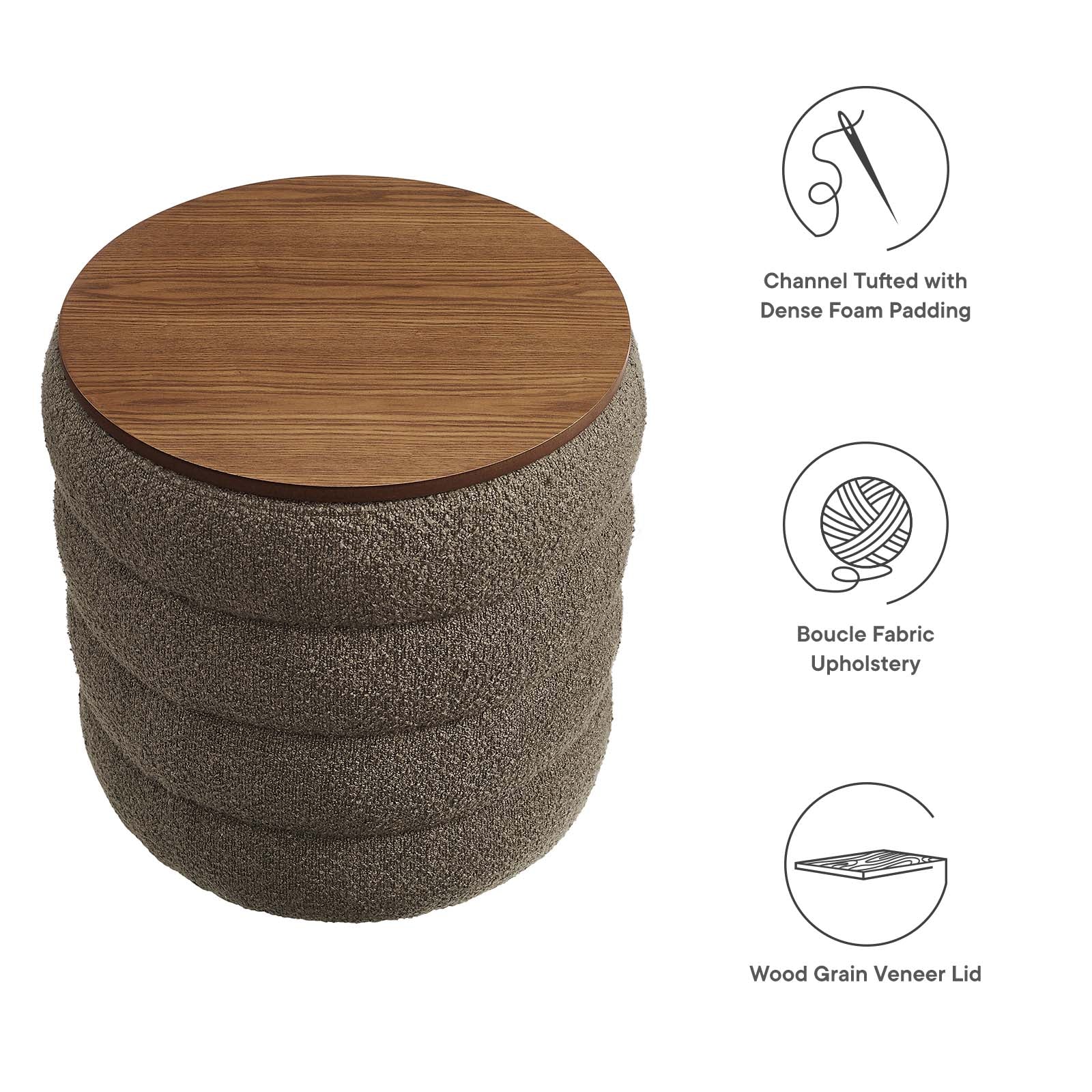 Mezzo Round Boucle Fabric Storage Ottoman By Modway - EEI-6685 | Ottomans | Modishstore - 7