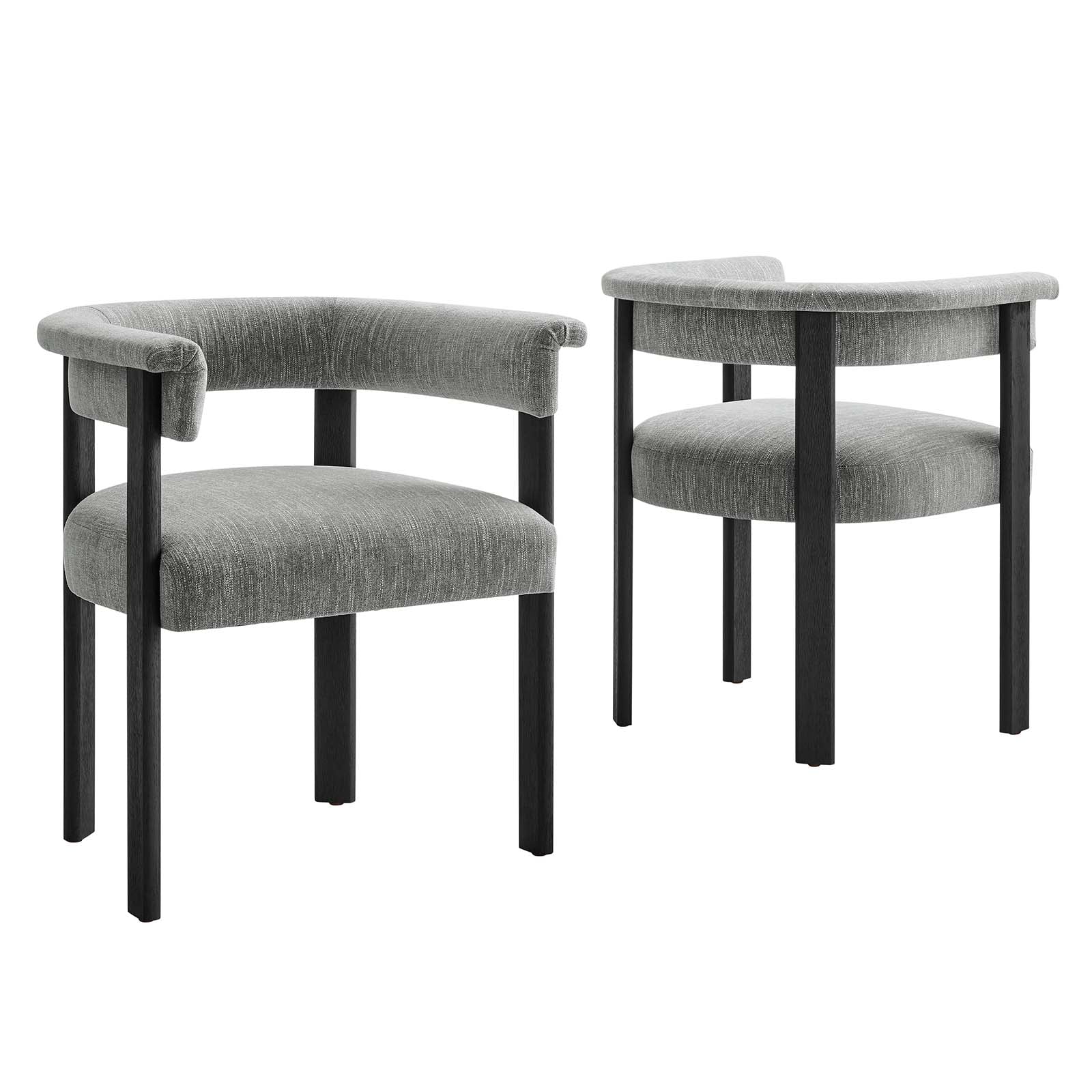 Imogen Woven Heathered Fabric Upholstered Barrel Dining Chairs - Set of 2 By Modway - EEI-6776 | Dining Chairs | Modishstore - 2