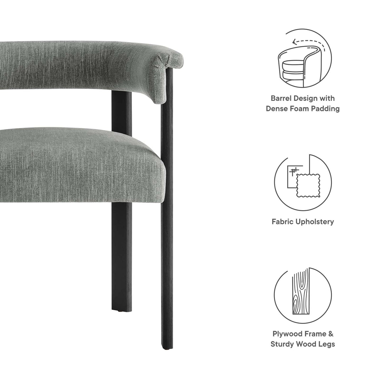 Imogen Woven Heathered Fabric Upholstered Barrel Dining Chairs - Set of 2 By Modway - EEI-6776 | Dining Chairs | Modishstore - 10