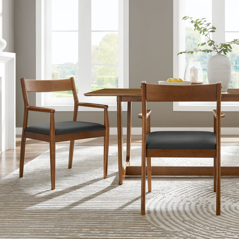 Solara Vegan Leather Wood Dining Armchairs Set of 2 by Modway | Dining Chairs | Modishstore - 1