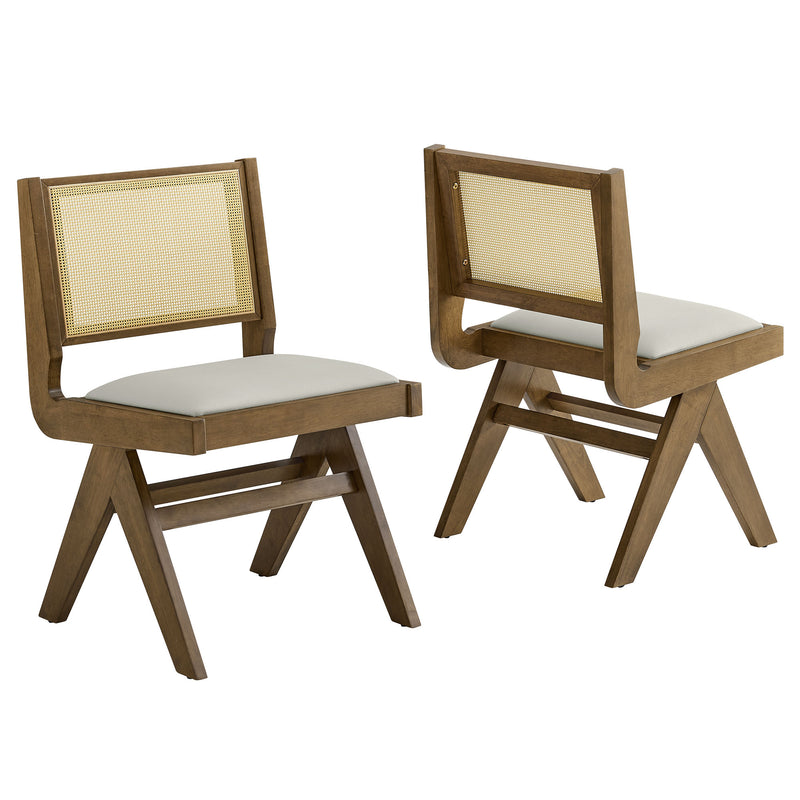 Thera Vegan Leather and Cane Dining Side Chairs Set of 2 by Modway | Dining Chairs | Modishstore - 11
