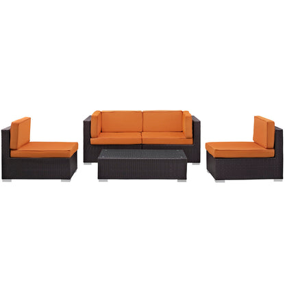 Modway Camfora 5 Piece Outdoor Patio Sectional Set