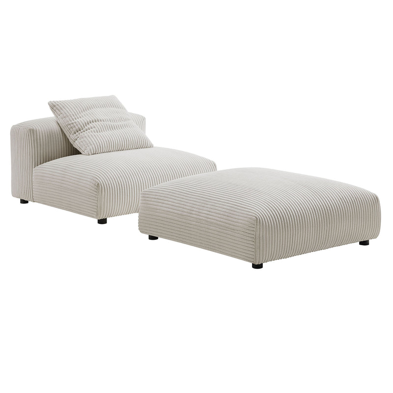 Solace Modular Corduroy Upholstered Armless Chair and Ottoman Set by Modway | Sofa Set | Modishstore - 2