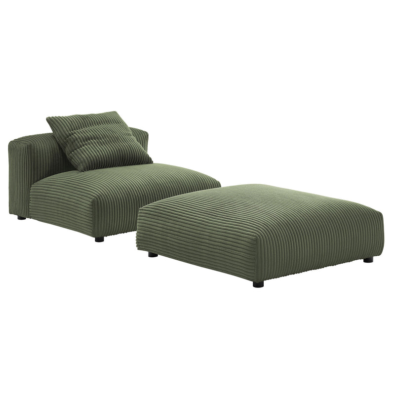 Solace Modular Corduroy Upholstered Armless Chair and Ottoman Set by Modway | Sofa Set | Modishstore - 6
