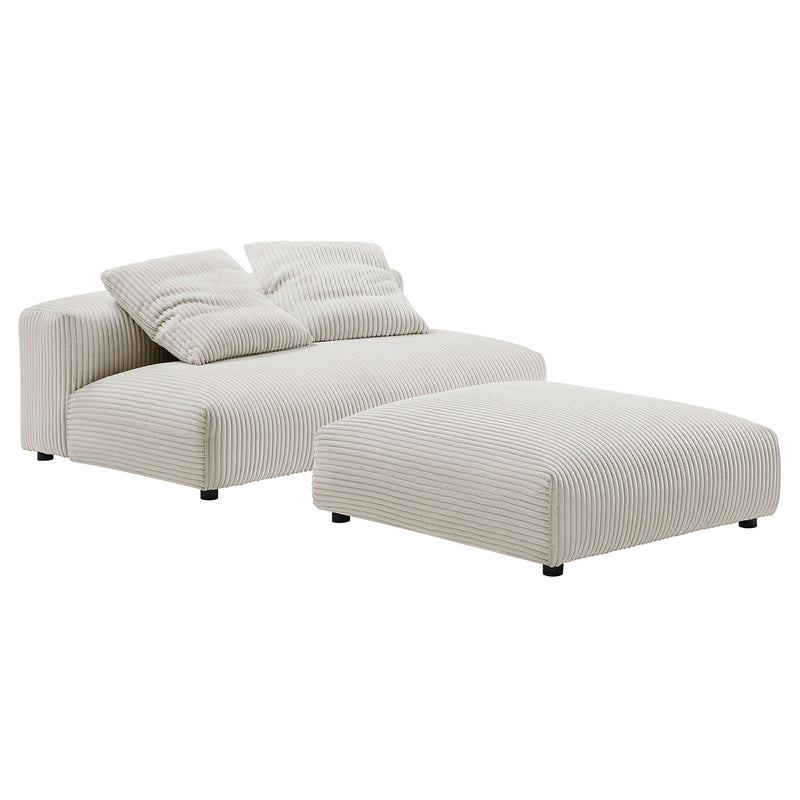 Solace Modular Corduroy Upholstered Armless Loveseat and Ottoman Set by Modway | Sofa Set | Modishstore - 2