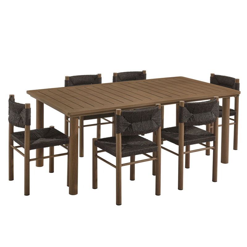 Parkland 7-Piece Rectangular Outdoor Patio Rattan and Aluminum Dining Table and Chairs Set by Modway | Dining Tables | Modishstore - 5