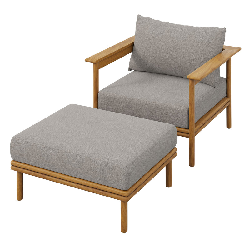 Wren Outdoor Patio Teak Wood Armchair and Ottoman Set by Modway | Outdoor Chairs | Modishstore - 2
