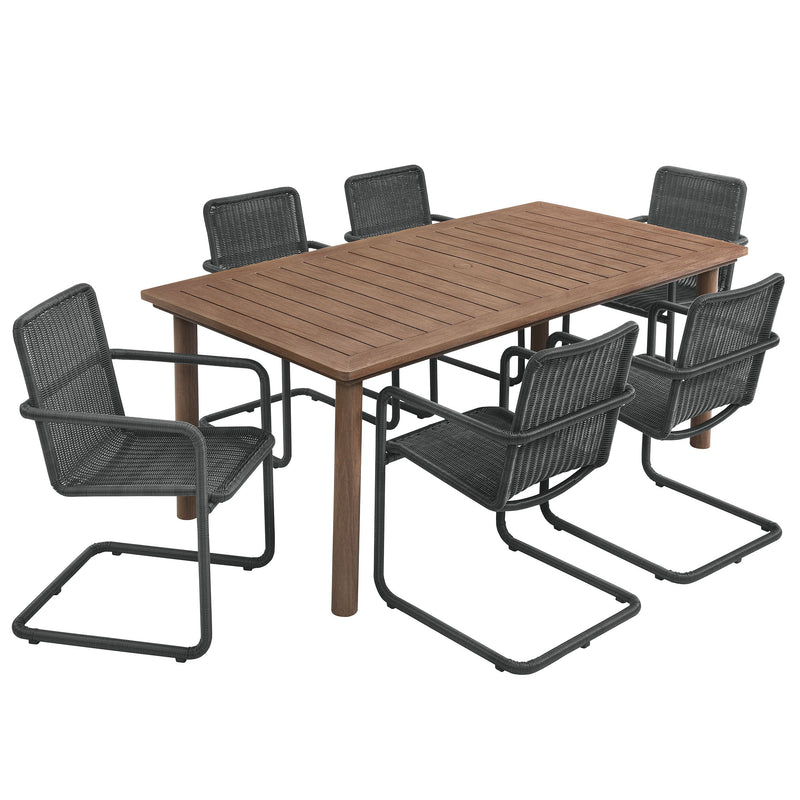 Abacus 7-Piece Rectangular Outdoor Patio Aluminum Dining Table Set with Rattan Armchairs by Modway | Armchairs | Modishstore - 9
