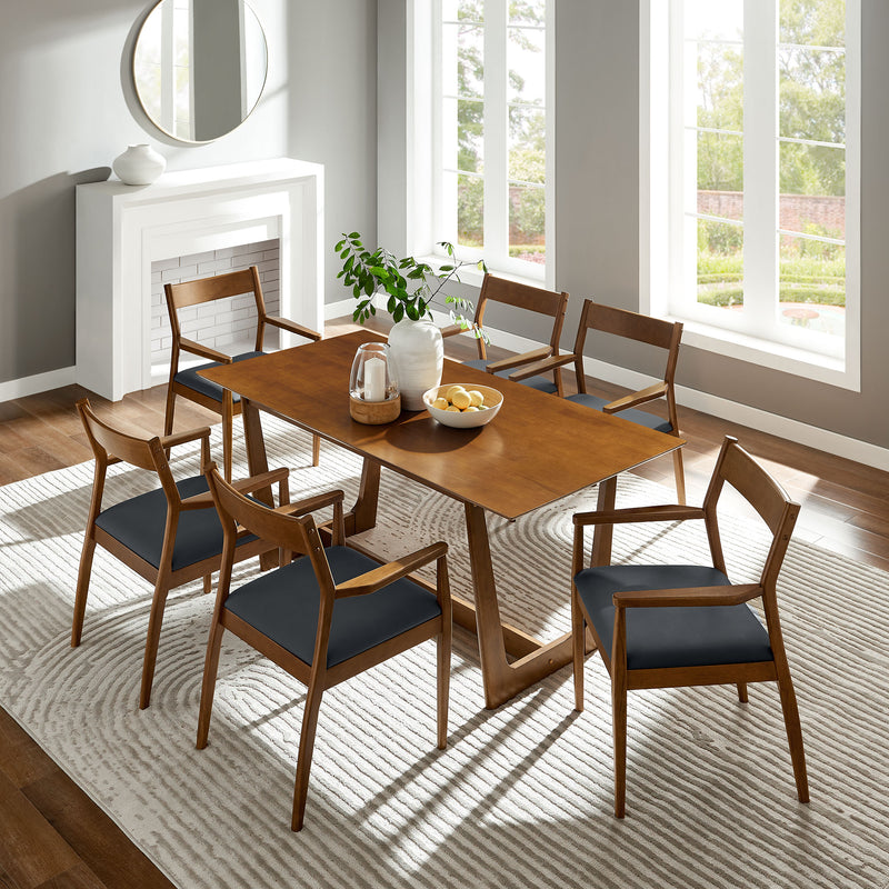 Solara 7-Piece Wood Dining Set with Vegan Leather Armchairs by Modway | Dining Sets | Modishstore - 1