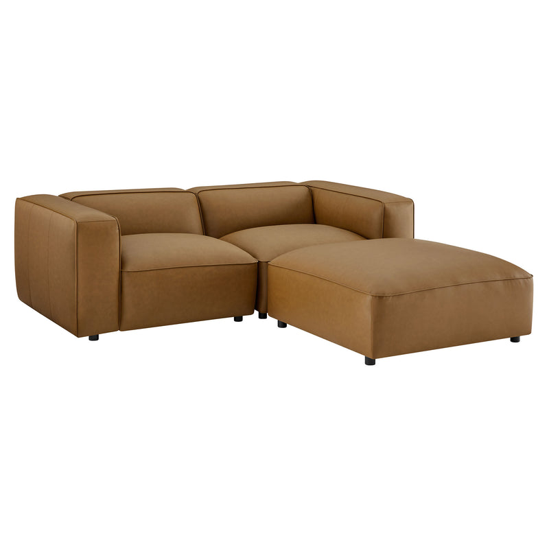 Auren 3-Piece Upholstered Vegan Leather Modular Loveseat with Ottoman by Modway | Sofa Set | Modishstore - 2