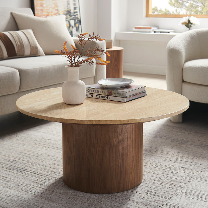 Kioni Round Travertine Coffee Table by Modway | Coffee Tables | Modishstore - 1