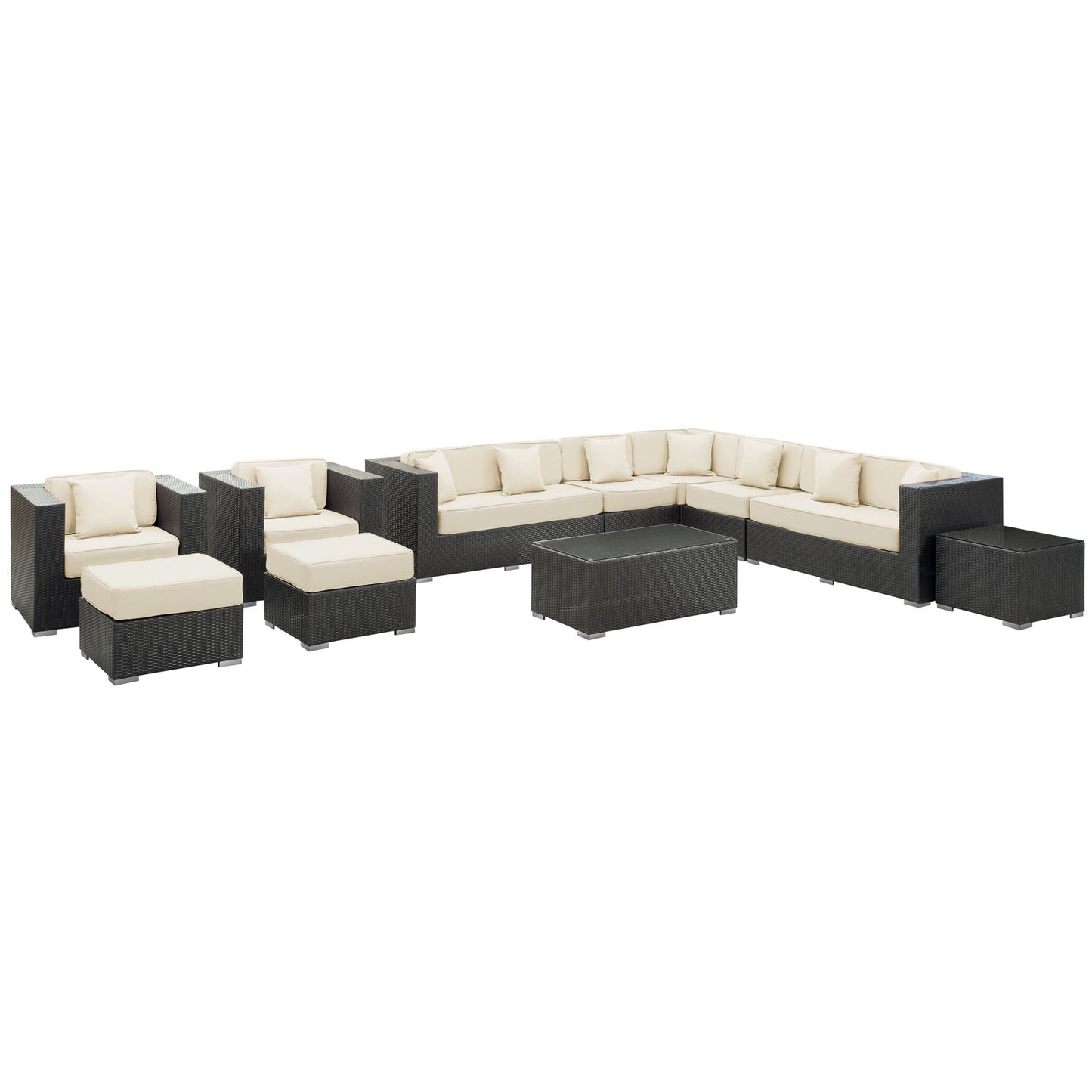 Modway Cohesion 11 Piece Outdoor Patio Sectional Set