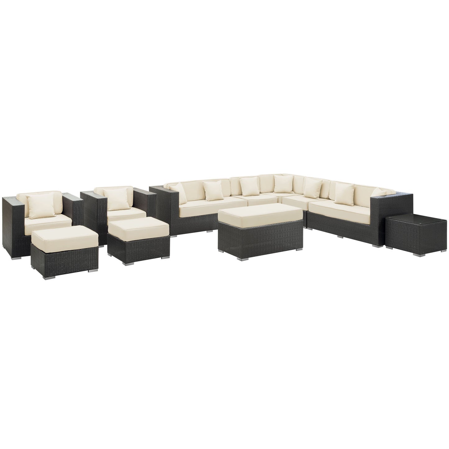 Modway Cohesion 11 Piece Outdoor Patio Sectional Set