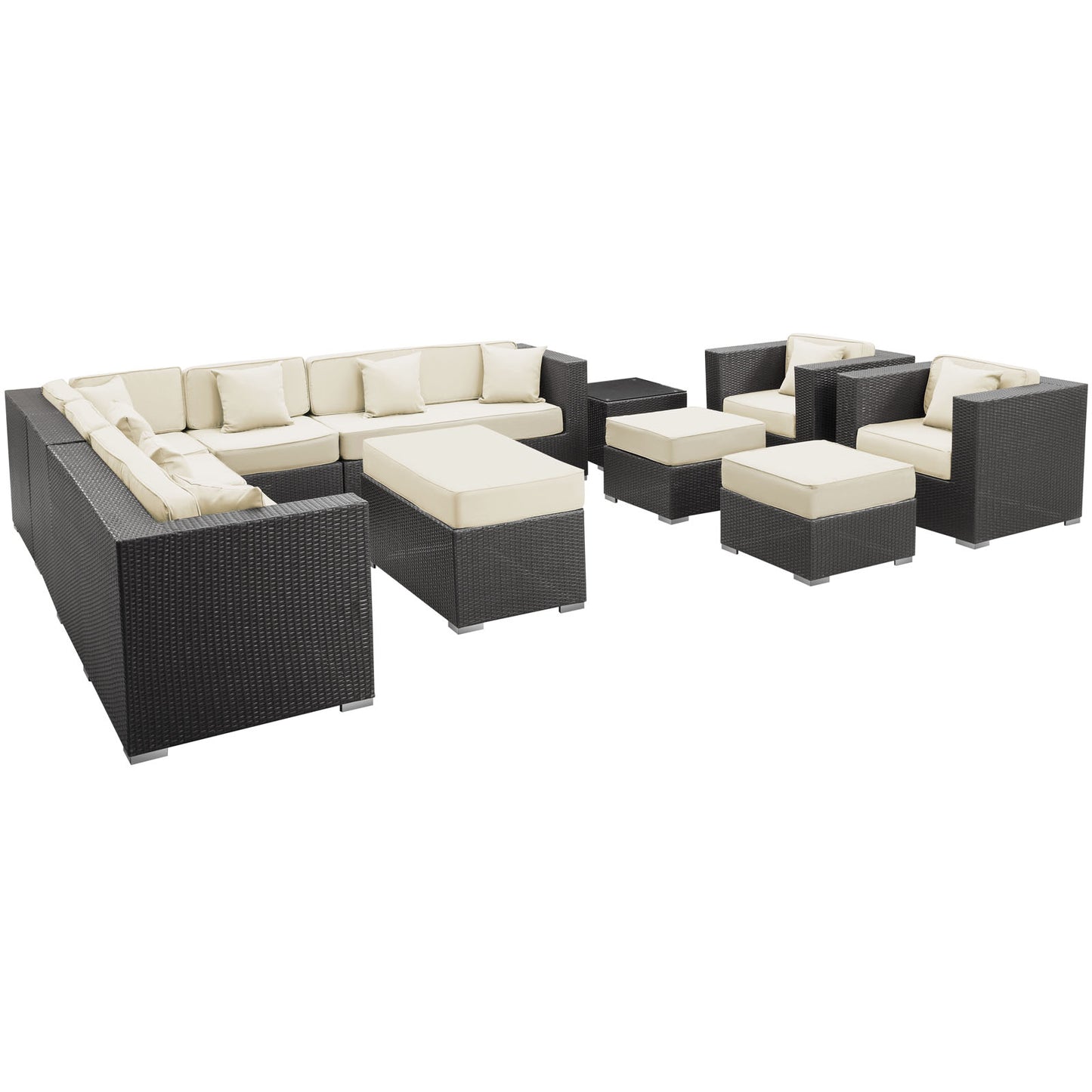 Modway Cohesion 11 Piece Outdoor Patio Sectional Set