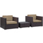 Modway Burrow 3 Piece Outdoor Patio Sofa Set