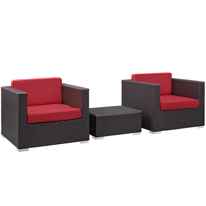 Modway Burrow 3 Piece Outdoor Patio Sofa Set