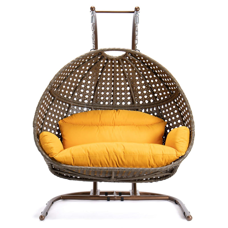 LeisureMod Wicker Hanging Double Egg Swing Chair  - EKDBG-57A | Outdoor Porch Swings | Modishstore - 3