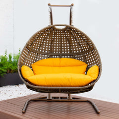 LeisureMod Wicker Hanging Double Egg Swing Chair  - EKDBG-57A