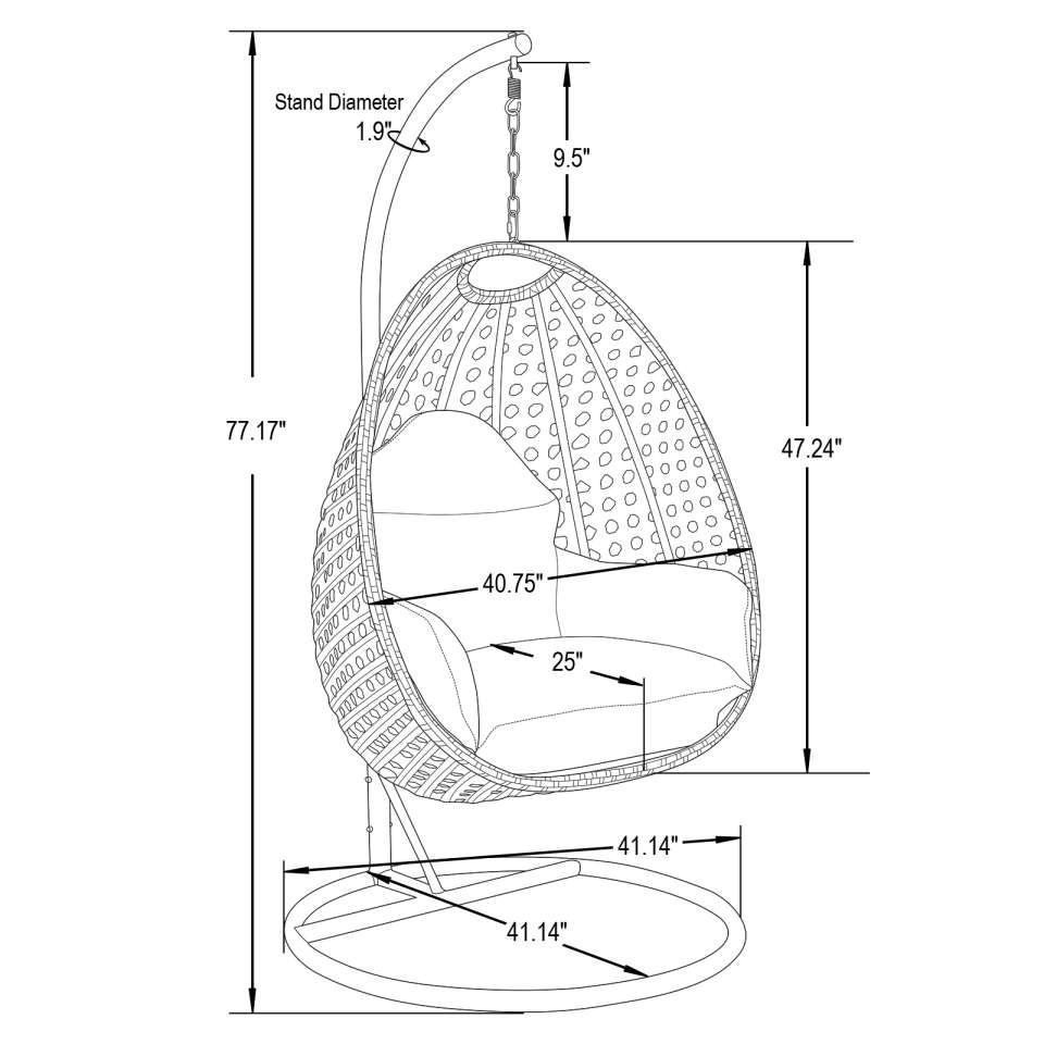 LeisureMod Beige Wicker Hanging Egg Swing Chair | Outdoor Porch Swings | Modishstore - 41