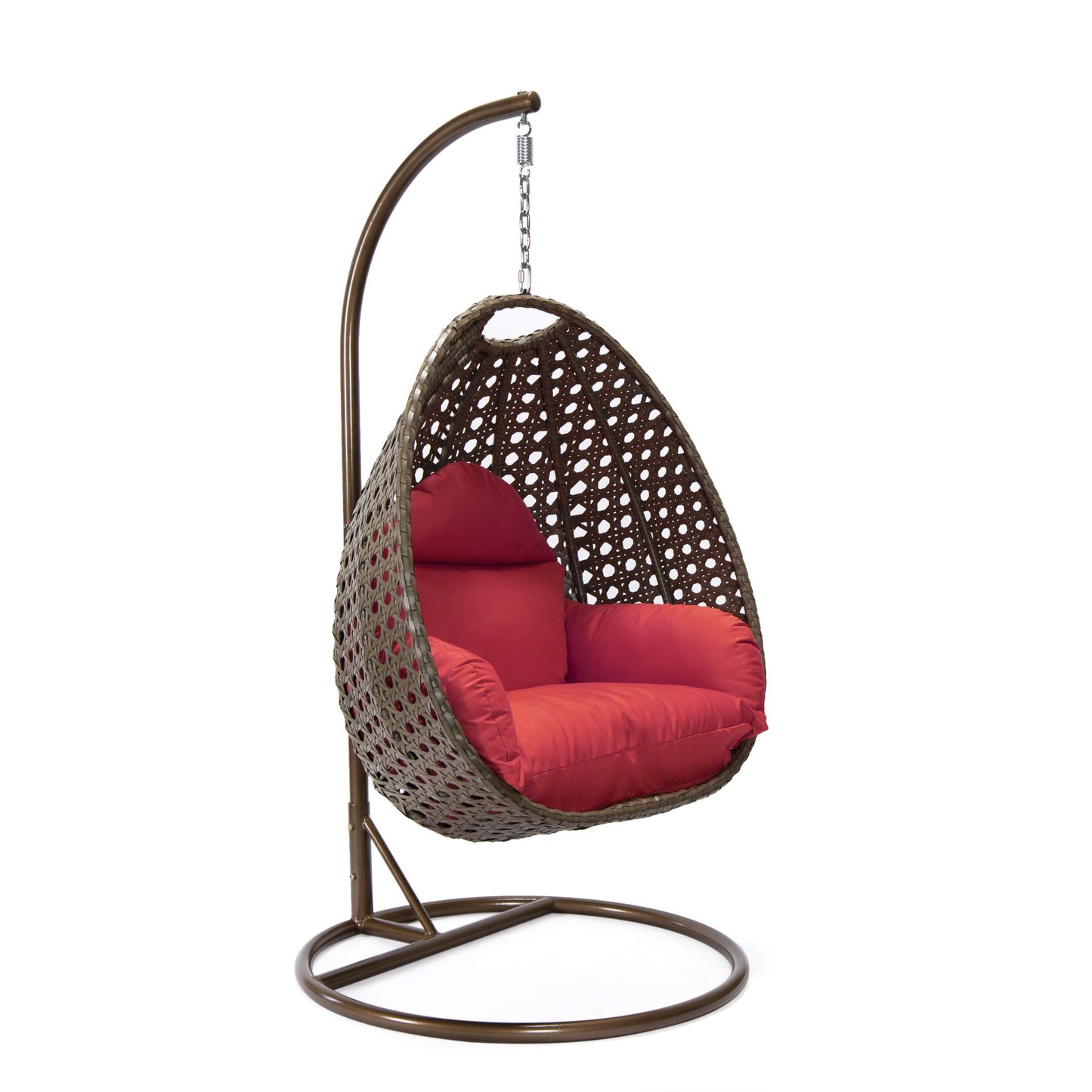 LeisureMod Beige Wicker Hanging Egg Swing Chair | Outdoor Porch Swings | Modishstore - 87