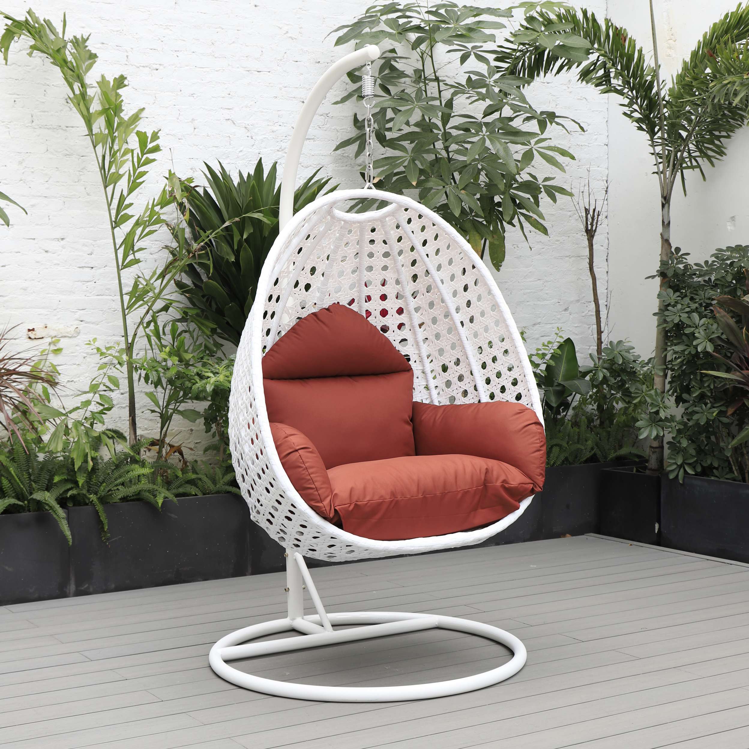 Leisuremod egg wicker discount hanging swing chair