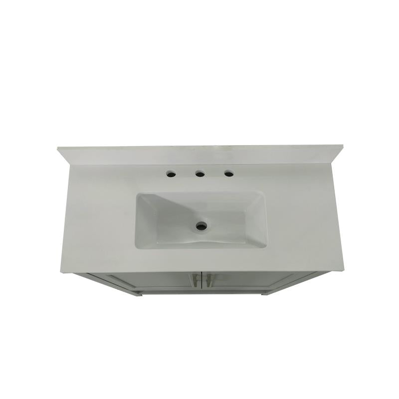 Flash Furniture Vega 36 inch Bathroom Vanity with Sink Combo Storage Cabinet with Soft Close Doors and Open Shelf Carrara Marble Finish Countertop